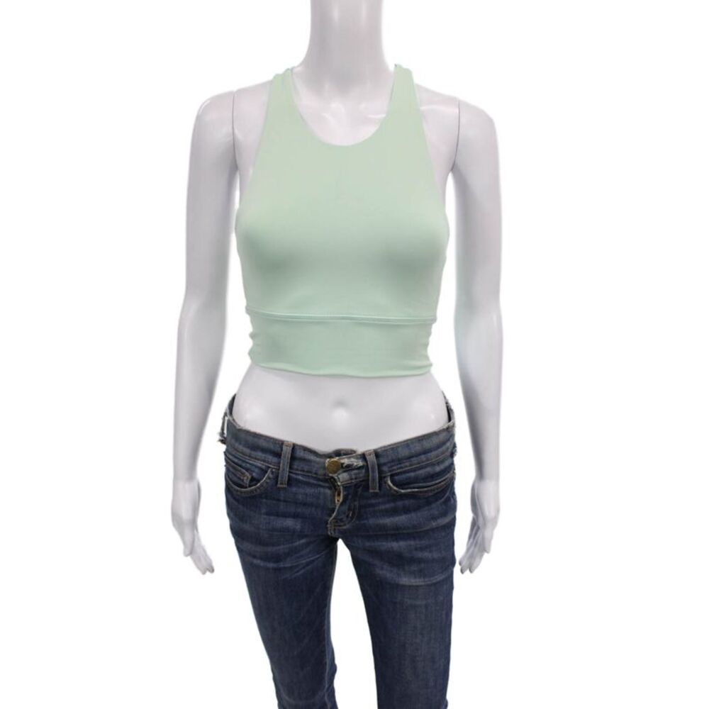 Define Your Inspiration Womens High Neck Stretch Knit Sports Bra Green Size XS